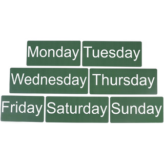 Набор магнитных карточек на английском языке "Дни недели" (фон зелёный)