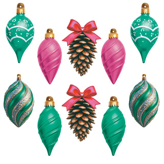 Комплект украшений со скотчем. Новогодние игрушки (10 шт.: 5 видов по 2 шт.)