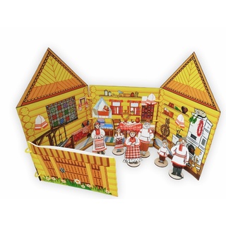 Папка - декорация из фетра "Удмуртская изба" + 45 карточек