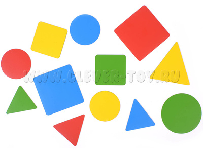 Набор магнитных карточек "Геометрические фигуры: изучаем форму, цвет, размер" (120 карточек)